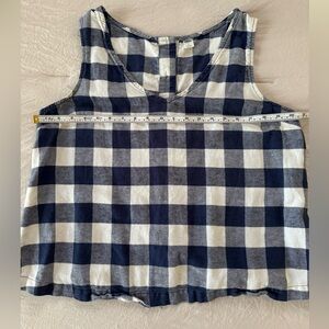 Linen blend buffalo plaid tank